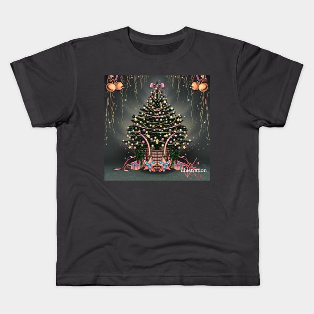 Christmas decorations tree Kids T-Shirt by Mei.illustration